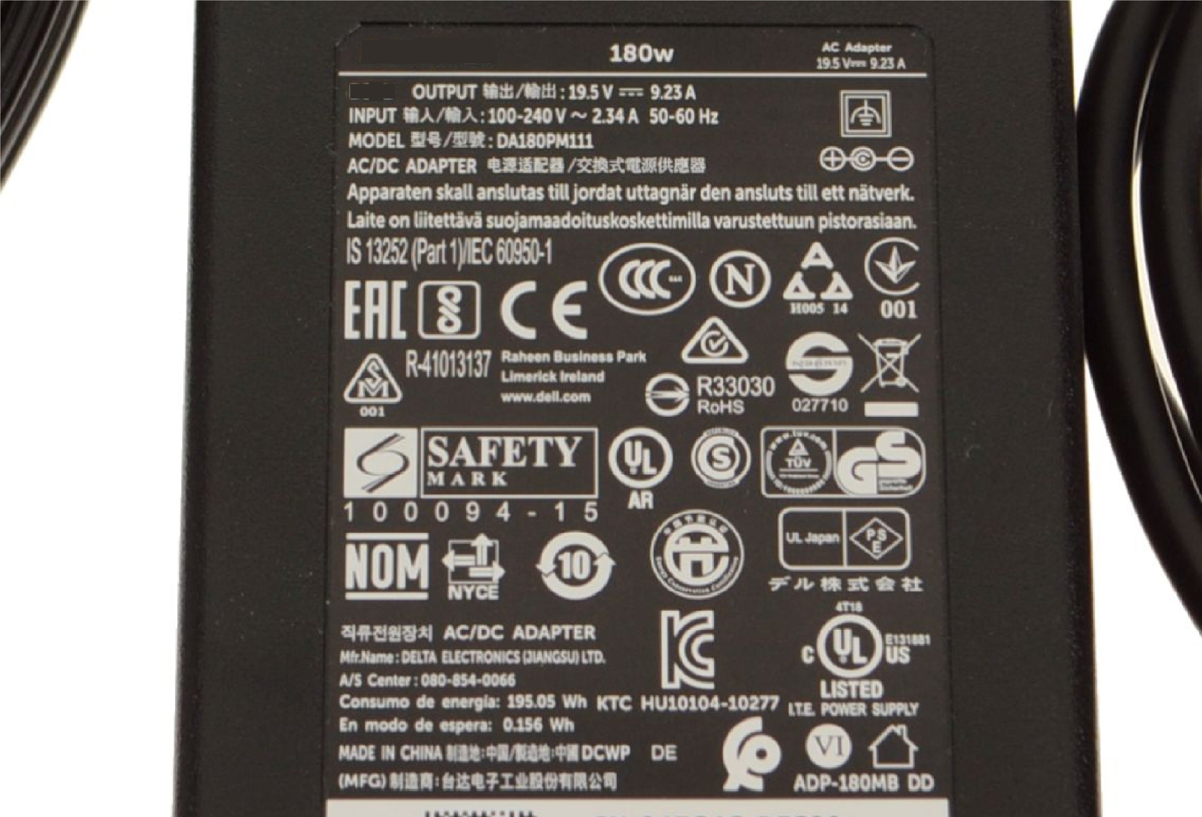 180W Dell Laptop charger for Dell Laptop Replacement Charger 19.5V 9.23A Laptop Charger JS Bazar