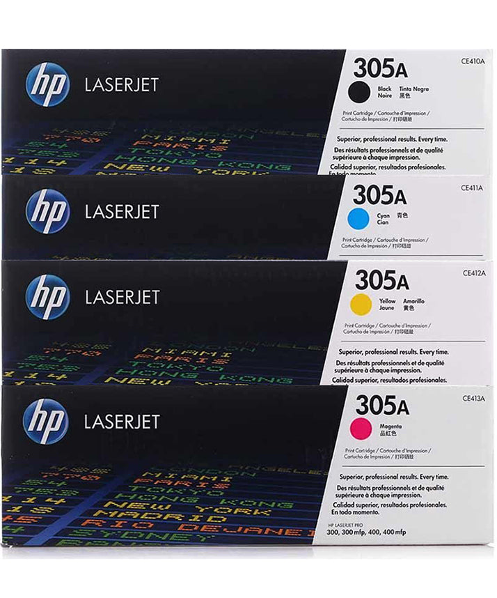 HP Original 305A Toner Cartridge CE410A / CE411A / CE412A / CE413A 4Pack OneCart