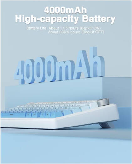 AULA F75 Pro Gasket Wireless 75% Mechanical Keyboard – 80 Keys Compact Layout, Seiya Mechanical Switches, Hot Swappable, RGB Backlit, NKRO Anti-Ghosting, 1000Hz Polling Rate, 4000mAh Battery, Tri-Mode (Bluetooth, 2.4GHz, USB-C) – Blue | F75 Pro OneCart
