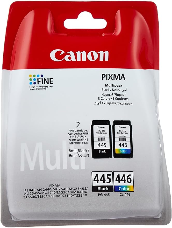 Canon PG-445 / CL-446 Ink Cartridge Combo Pack 5-Piece Set (Black, Cyan, Magenta, Yellow) for Canon PIXMA Series Printers | Genuine Canon Ink OneCart