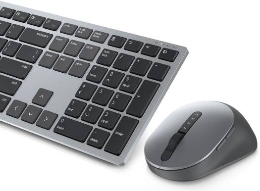 Dell Premier Multi-Device Wireless Keyboard and Mouse Combo – 2.4GHz Wireless & Bluetooth 5.0, Multi-Host Connectivity, USB Receiver, English-Arabic Layout, Ergonomic Full-Size Keyboard with Programmable Keys, Silent Mouse, Titan Gray | KM7321W OneCart