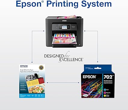Epson 702 DURABrite Ultra Ink Cartridge 3-Pack Standard Capacity Combo, Black, Cyan, Magenta For WorkForce Pro WF-3720, WF-3730, WF-3733 | T702520-S OneCart