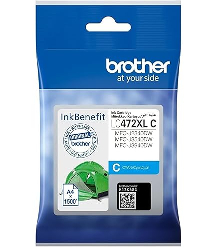 Brother Genuine LC472C Cyan Ink Cartridge Standard Yield 550 Pages, Compatible with Brother MFC-J2340DW, MFC-J3540DW, MFC-J3940DW Printers | LC472C OneCart