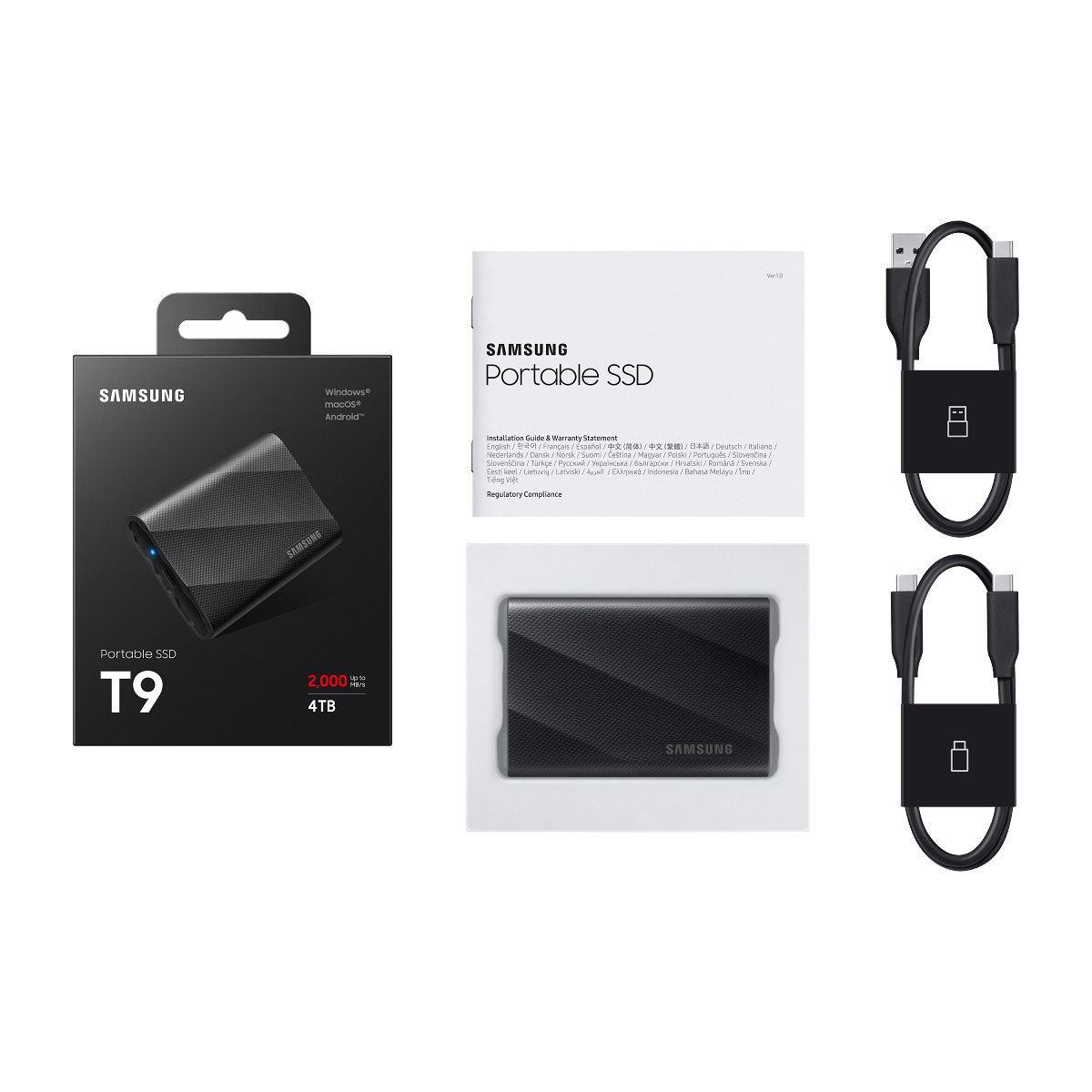 Samsung T9 Portable External SSD 4TB – USB-C 3.2 Gen 2x2, Up to 2000MB/s Read & 2000MB/s Write, Black OneCart