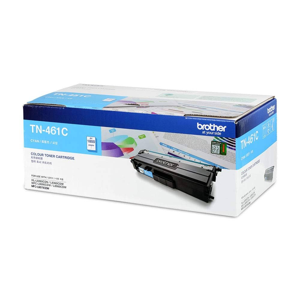 Brother Genuine TN-461C Standard Yield Cyan Toner Cartridge for Brother HL-L8260CDW, HL-L8360CDW, MFC-L8610CDW, MFC-L8900CDW, DCP-L8410CDW Printers, Up to 1,800 Pages | TN-461C OneCart