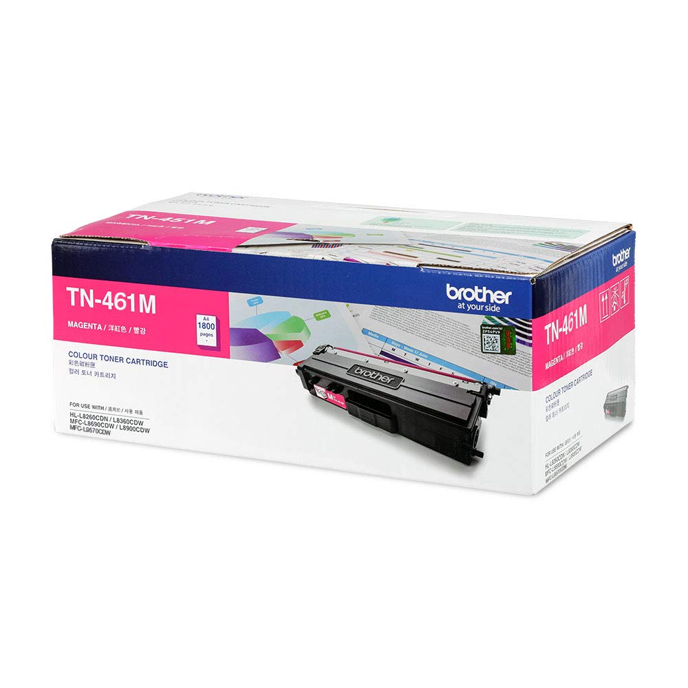 Brother Genuine TN-461M Standard Yield Magenta Toner Cartridge for Brother HL-L8260CDW, HL-L8360CDW, MFC-L8610CDW, MFC-L8900CDW, DCP-L8410CDW Printers, Up to 1,800 Pages | TN-461M OneCart