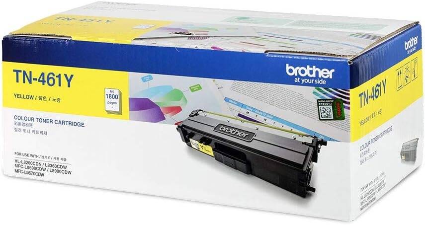 Brother Genuine TN-461Y Standard Yield Yellow Toner Cartridge For Brother HL-L8360CDW, MFC-L8900CDW, DCP-L8410CDW Printers, Up to 1,800 Pages | TN-461Y OneCart