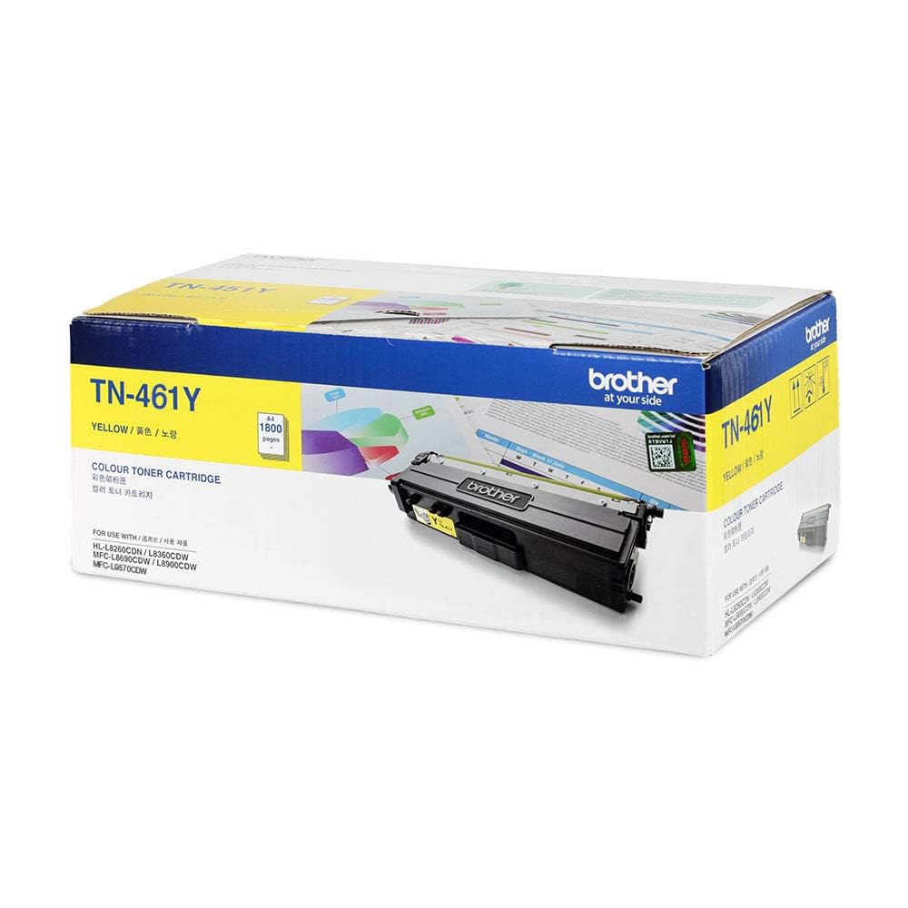 Brother Genuine TN-461Y Standard Yield Yellow Toner Cartridge For Brother HL-L8360CDW, MFC-L8900CDW, DCP-L8410CDW Printers, Up to 1,800 Pages | TN-461Y OneCart
