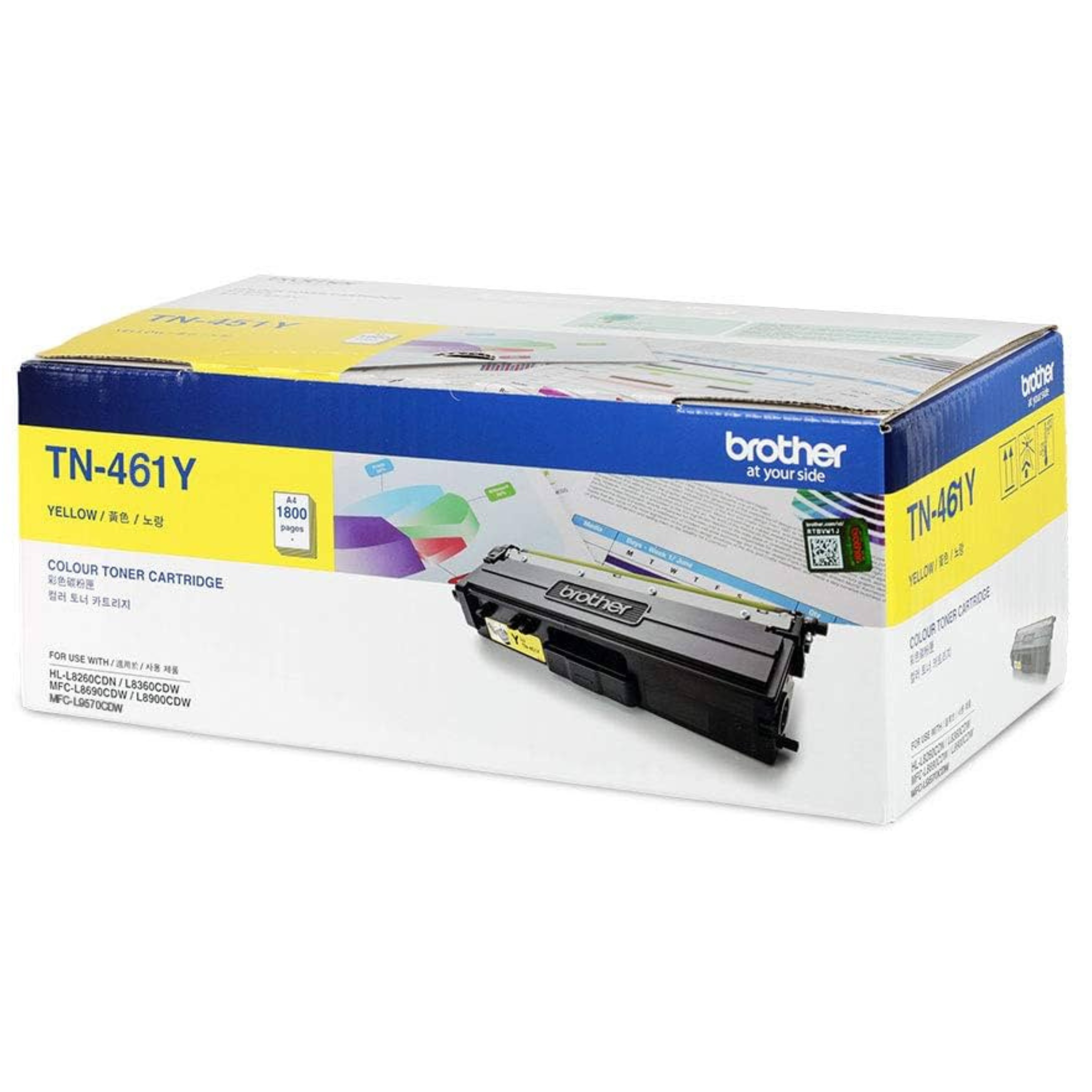 Brother Genuine TN-461Y Standard Yield Yellow Toner Cartridge For Brother HL-L8360CDW, MFC-L8900CDW, DCP-L8410CDW Printers, Up to 1,800 Pages | TN-461Y OneCart