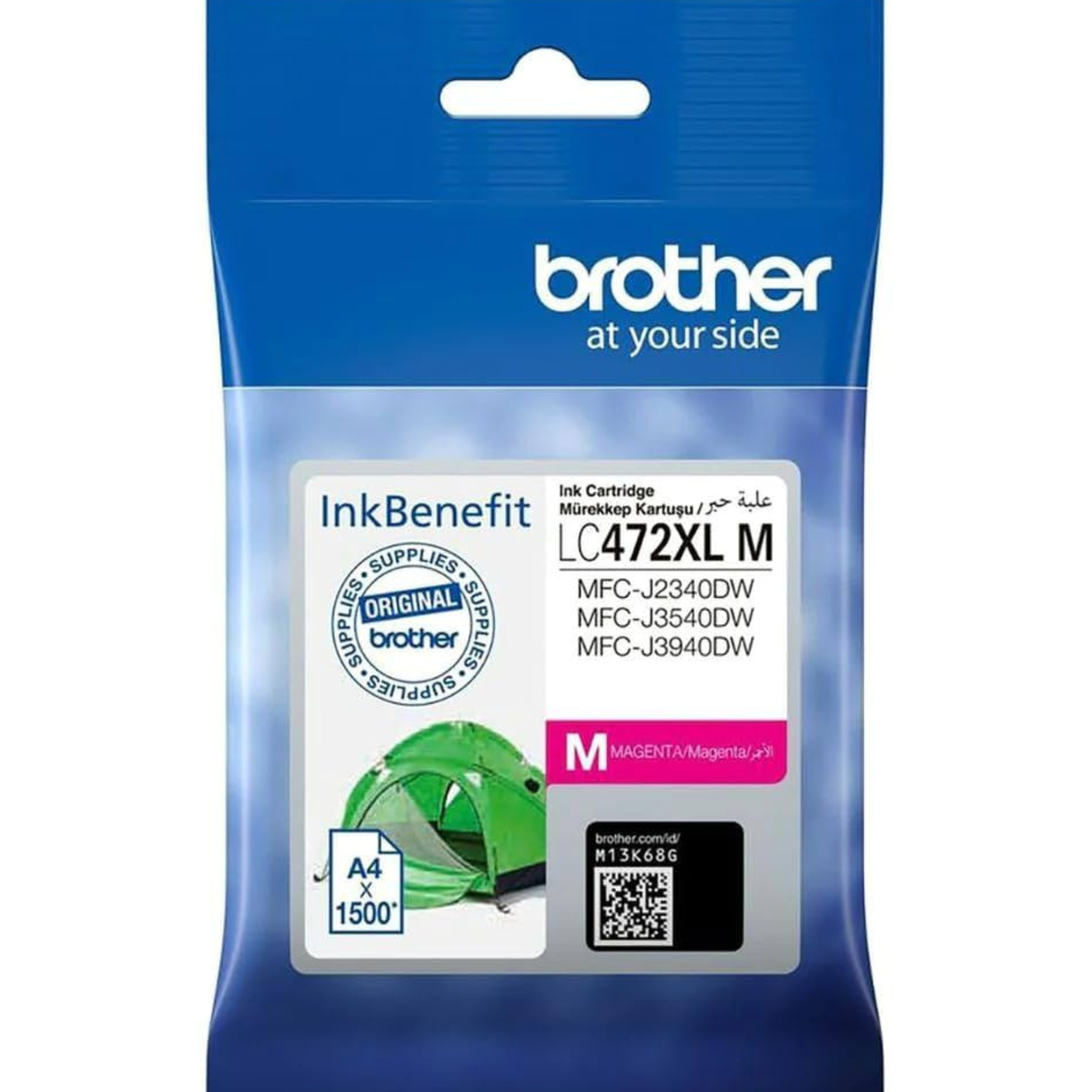 Brother Genuine LC472M Magenta Ink Cartridge Standard Yield 550 Pages, Compatible with Brother MFC-J2340DW, MFC-J3540DW, MFC-J3940DW Printers | LC472M OneCart