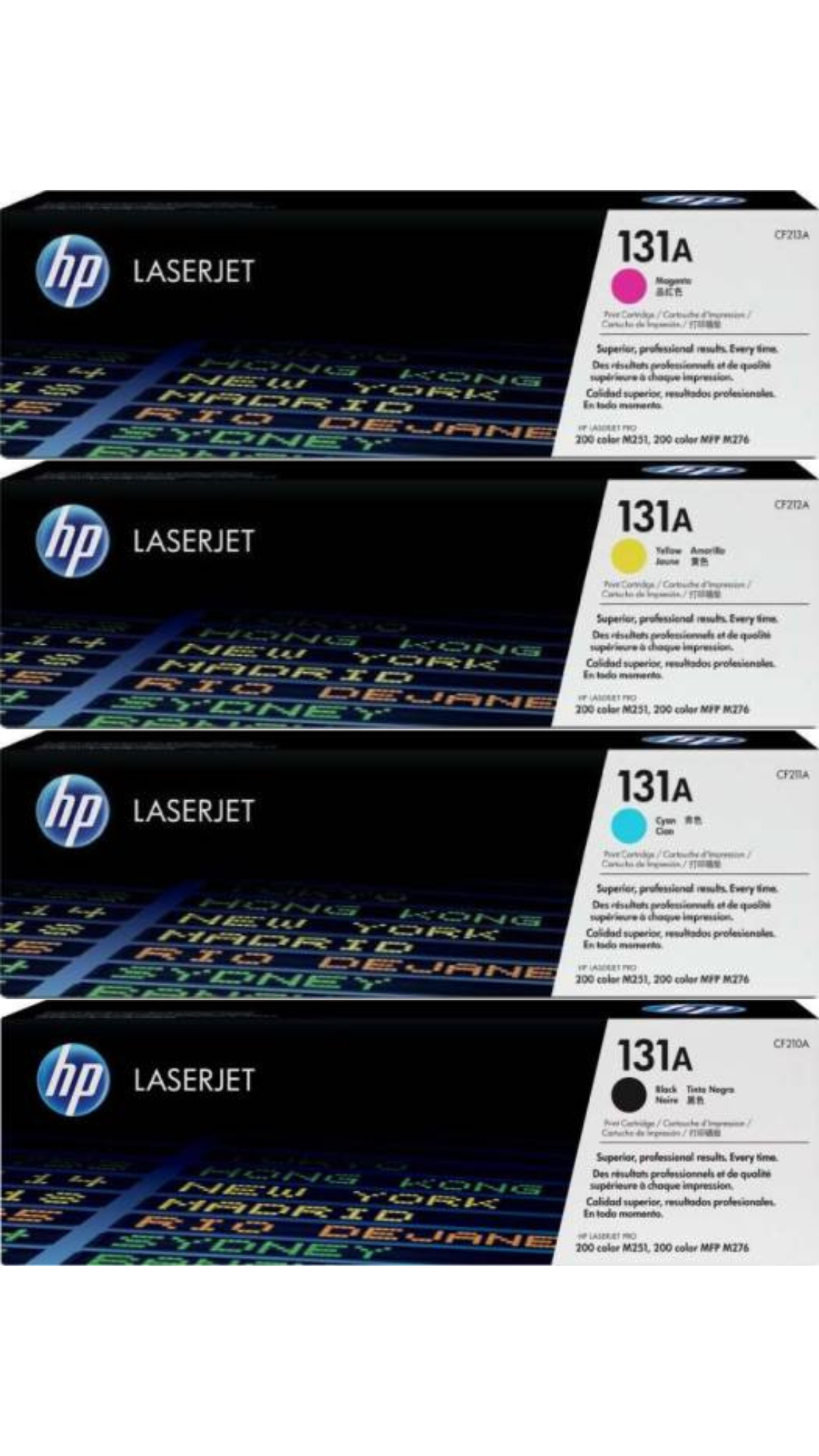 HP 131A Black and Tri-Color LaserJet Toner Cartridge, 4 Piece OneCart