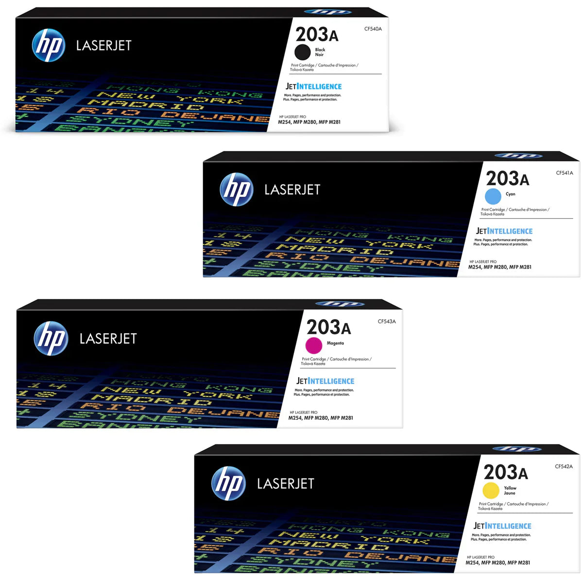 HP 203A Toner Cartridge Multipack (B/C/M/Y), HP Laser Jet Pro MFP M281fdw toner CF540A OneCart