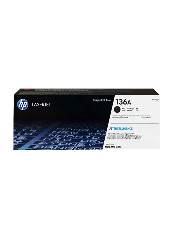 HP 136A Black Original LaserJet Toner Cartridge, W1360A OneCart