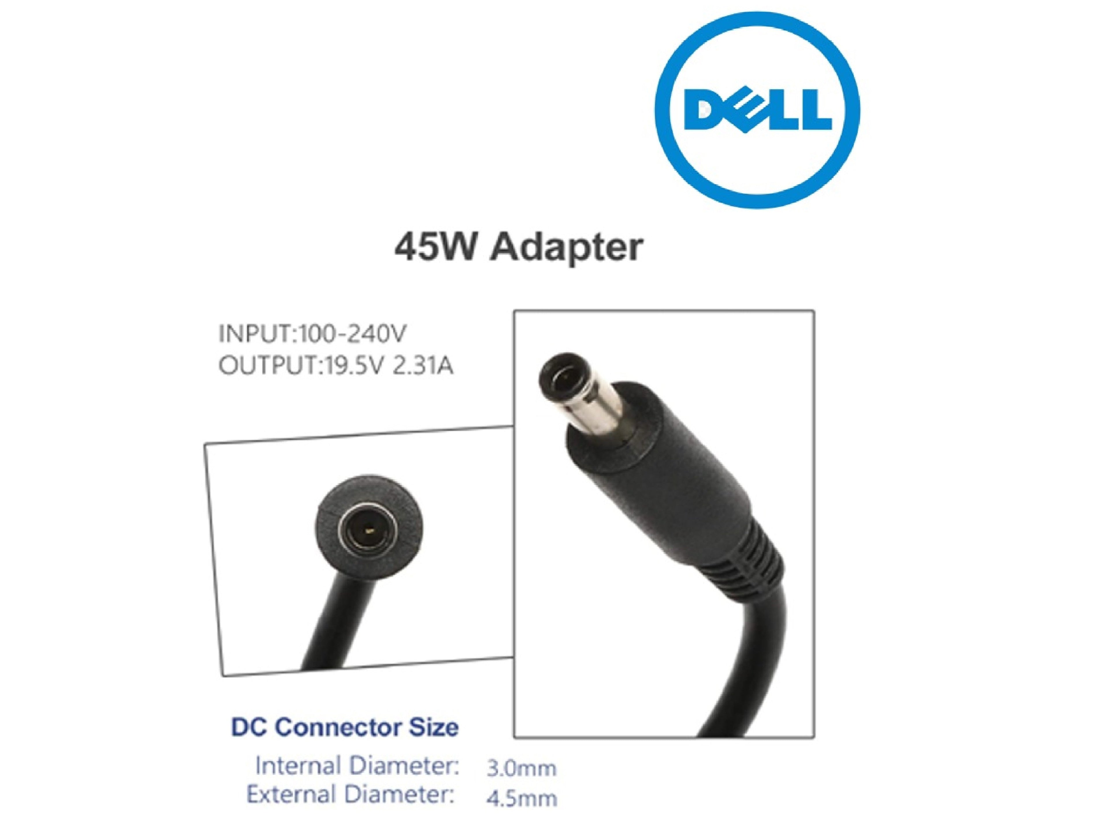 45W Dell Laptop charger for Dell Latitude 13 3379 7350 XPS 13 9333 9343 9350 9360 19.5V 2.31A 4.5mm*3.0mm LA45NM140 Laptop Charger JS Bazar