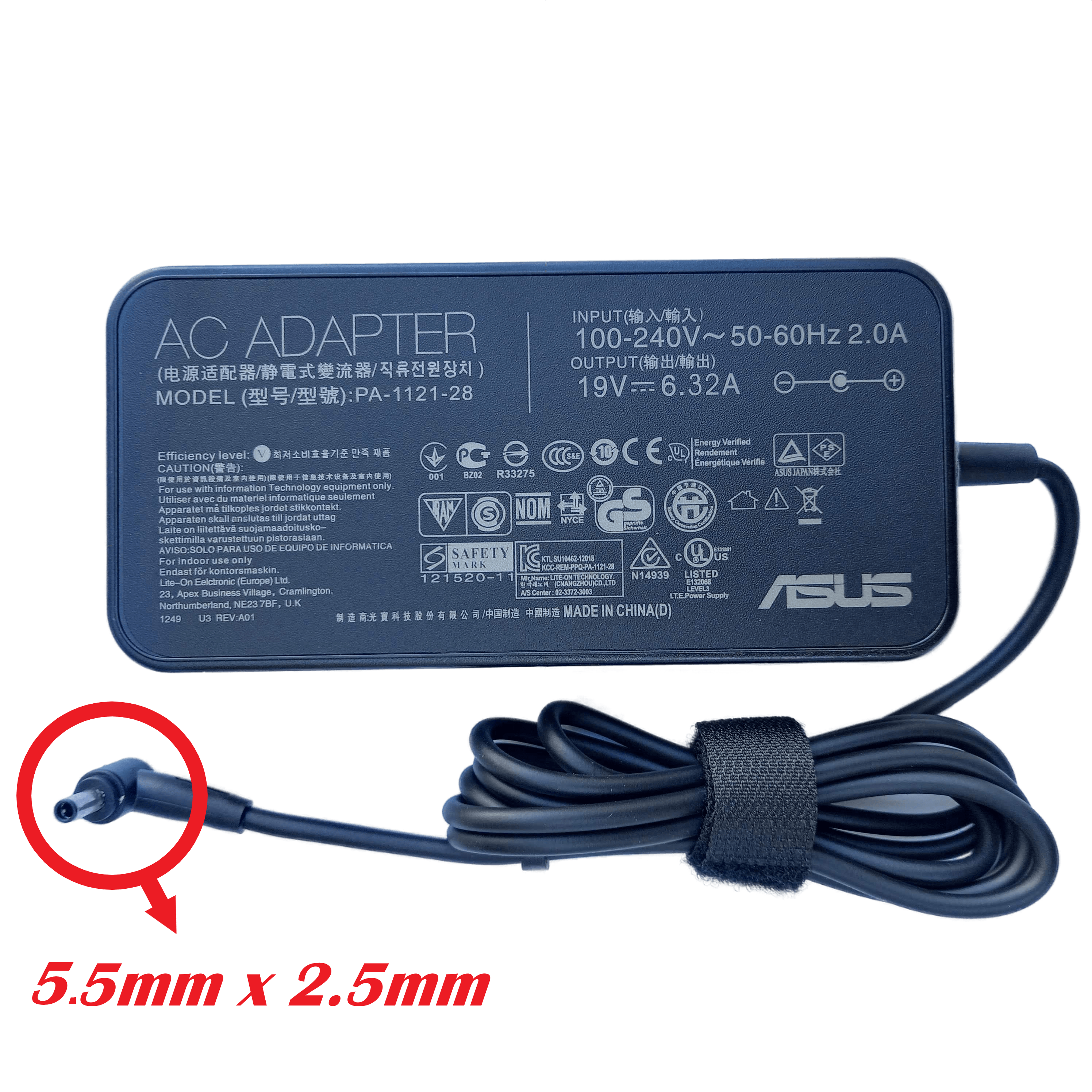 120W Original Asus Laptop Charger for Asus ROG STRIX GL553VD-DM261T G74 Series G551VW PA-1121-28 JS Bazar