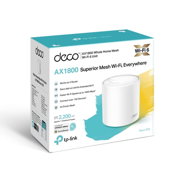 TP-Link Deco X20-4G AX1800 Whole Home Mesh Wi-Fi 6 Router Gateway System, Dual-Band 4G+ Cat 6 up to 300Mbps, Connect up to 150 Devices, 1.5GHz Quad-Core CPU, HomeShield Security, Works with Alexa OneCart