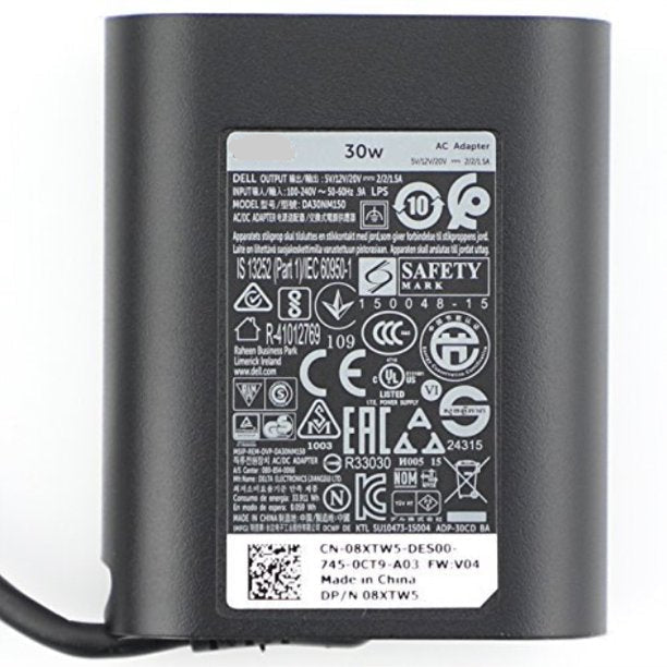 30W USB Type C Dell Laptop charger for Dell XPS12(9250),Dell Latitude 7275 5175 Venue 8 (5855) Laptop Charger JS Bazar