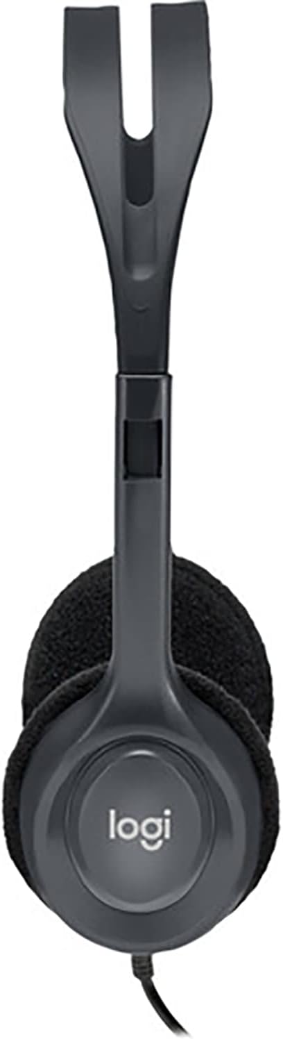 Logitech H110 Stereo Headset – Black | Lightweight On-Ear Headphones with Adjustable Boom Microphone, Dual 3.5mm Audio Jacks, Clear Stereo Sound, Compatible with PC, Laptop, and Desktop Computers OneCart