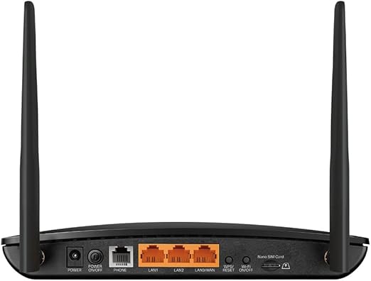 TP-Link N300 4G LTE Telephony WiFi Router, SIM Slot Unlocked, Records up to 100 Minutes of Voicemail, No Configuration Required, Removable External Wi-Fi Antennas, Black | TL-MR6500v
