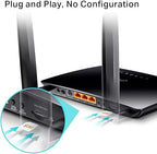 TP-Link N300 4G LTE Telephony WiFi Router, SIM Slot Unlocked, Records up to 100 Minutes of Voicemail, No Configuration Required, Removable External Wi-Fi Antennas, Black | TL-MR6500v