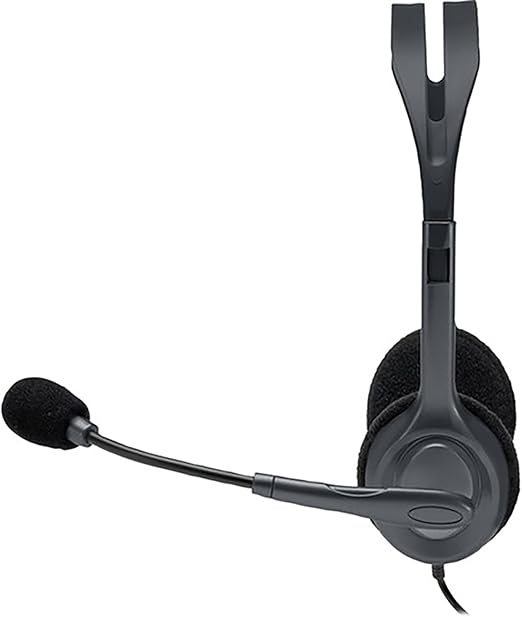 Logitech H110 Stereo Headset – Black | Lightweight On-Ear Headphones with Adjustable Boom Microphone, Dual 3.5mm Audio Jacks, Clear Stereo Sound, Compatible with PC, Laptop, and Desktop Computers OneCart