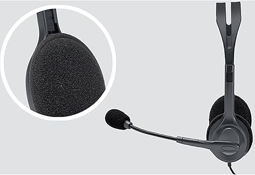 Logitech H110 Stereo Headset – Black | Lightweight On-Ear Headphones with Adjustable Boom Microphone, Dual 3.5mm Audio Jacks, Clear Stereo Sound, Compatible with PC, Laptop, and Desktop Computers OneCart