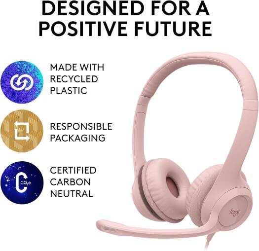 Logitech H390 USB Computer Headset with Enhanced Digital Audio and Inline Controls – Rose OneCart