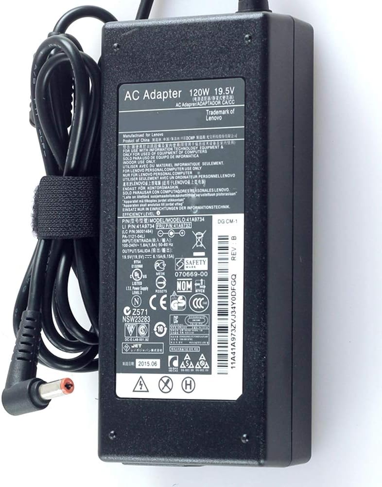 120W Lenovo Laptop Charger for Lenovo Ideapad Y460P, Y510P ADP-120LH B, 19.5V 6.15A 5.5mm * 2.5mm JS Bazar