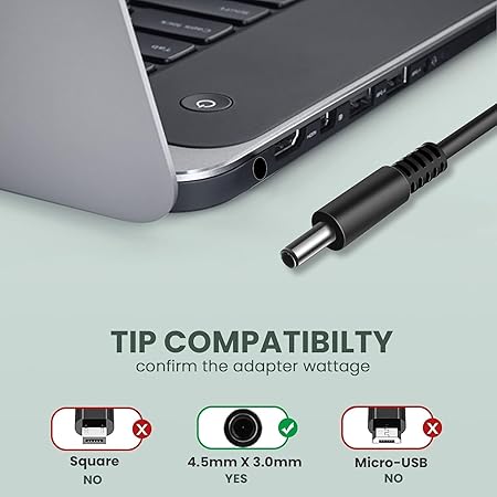 Dell Slim - 65-Watt Dell Laptop charger Power Adapter & Charger Accessories JS Bazar