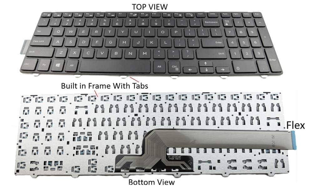 Laptop Keyboard Compatible for Dell In 3551 3552 3559 3565 3567 3551 3558 5566 Without Backlite , Wired, Black OneCart
