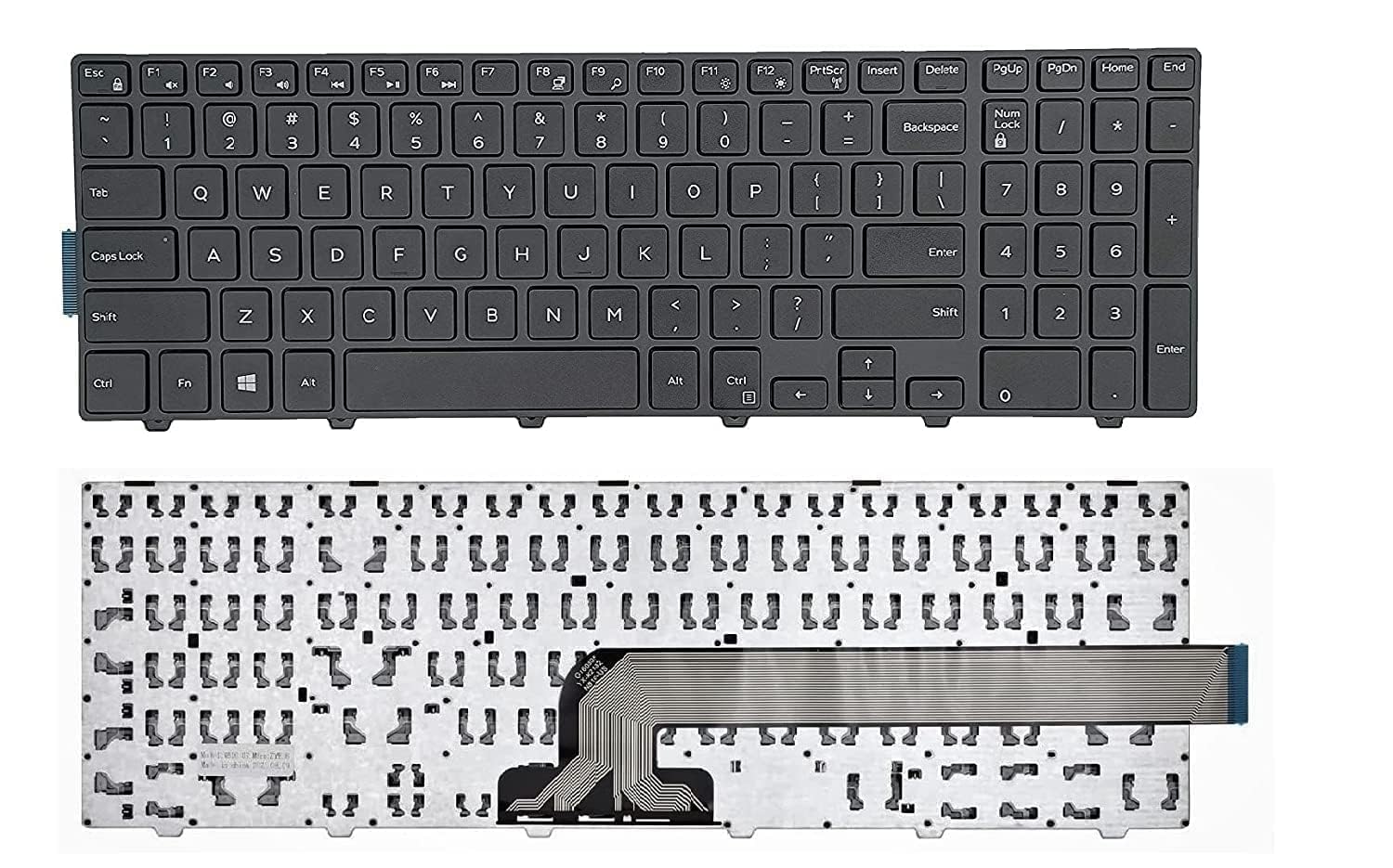 Laptop Keyboard Compatible for Dell In 3551 3552 3559 3565 3567 3551 3558 5566 Without Backlite , Wired, Black OneCart