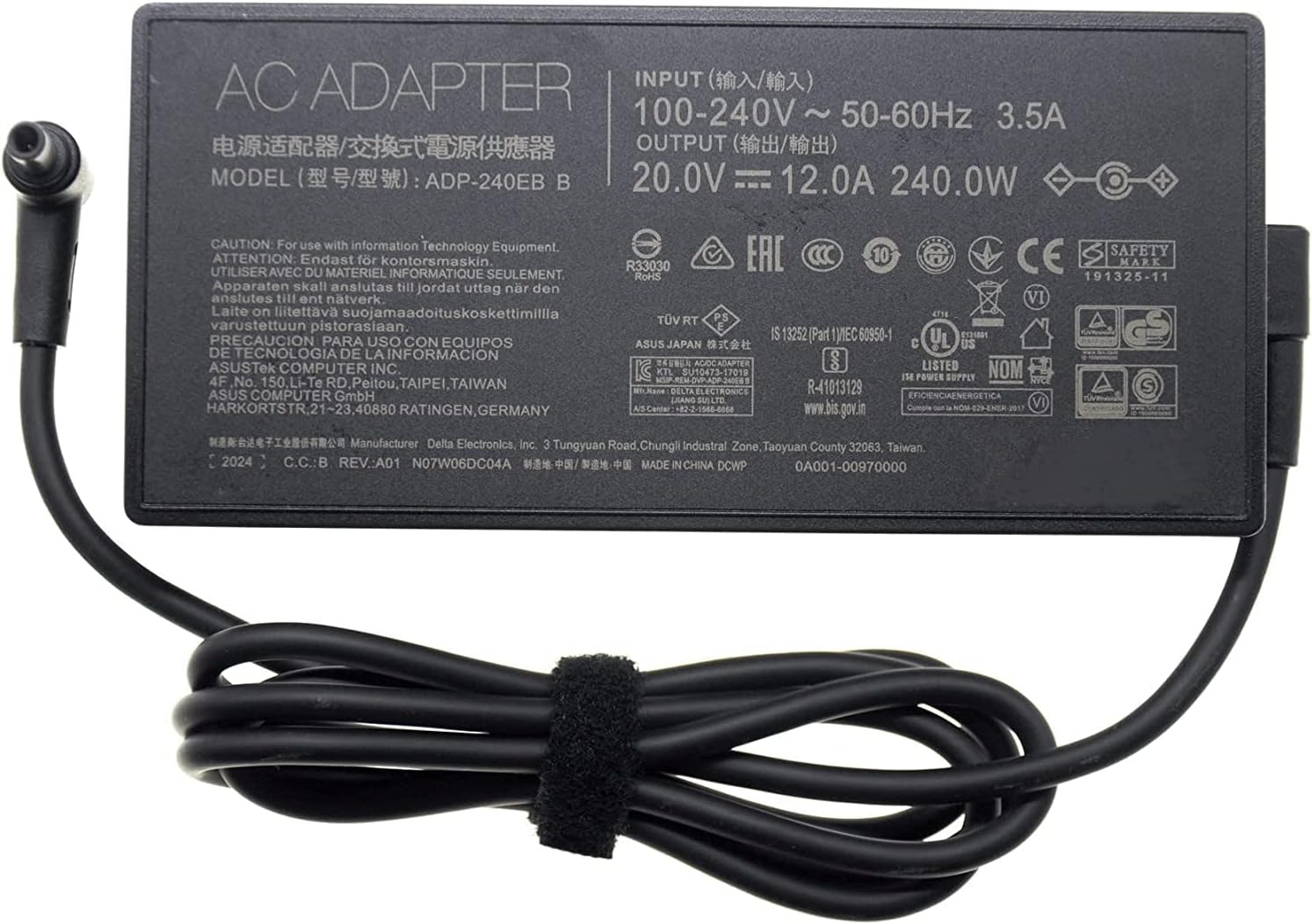 240W Asus Laptop Charger for Asus ROG Zephyrus S15 GX502LWS 20V 12A AC Adapter ADP-240EB B JS Bazar