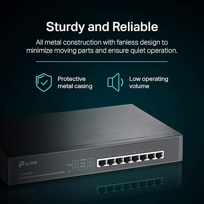 TP-Link TL-SG1008MP 8-Port Gigabit Desktop &amp; Rackmount Switch with 8-Port PoE+ | 126W High-Power PoE Budget, Unmanaged Plug-and-Play Design, Metal Housing, Ideal for CCTV, Access Points, VoIP, Small Business and Enterprise Networks OneCart