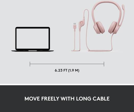 Logitech H390 USB Computer Headset with Enhanced Digital Audio and Inline Controls – Rose OneCart