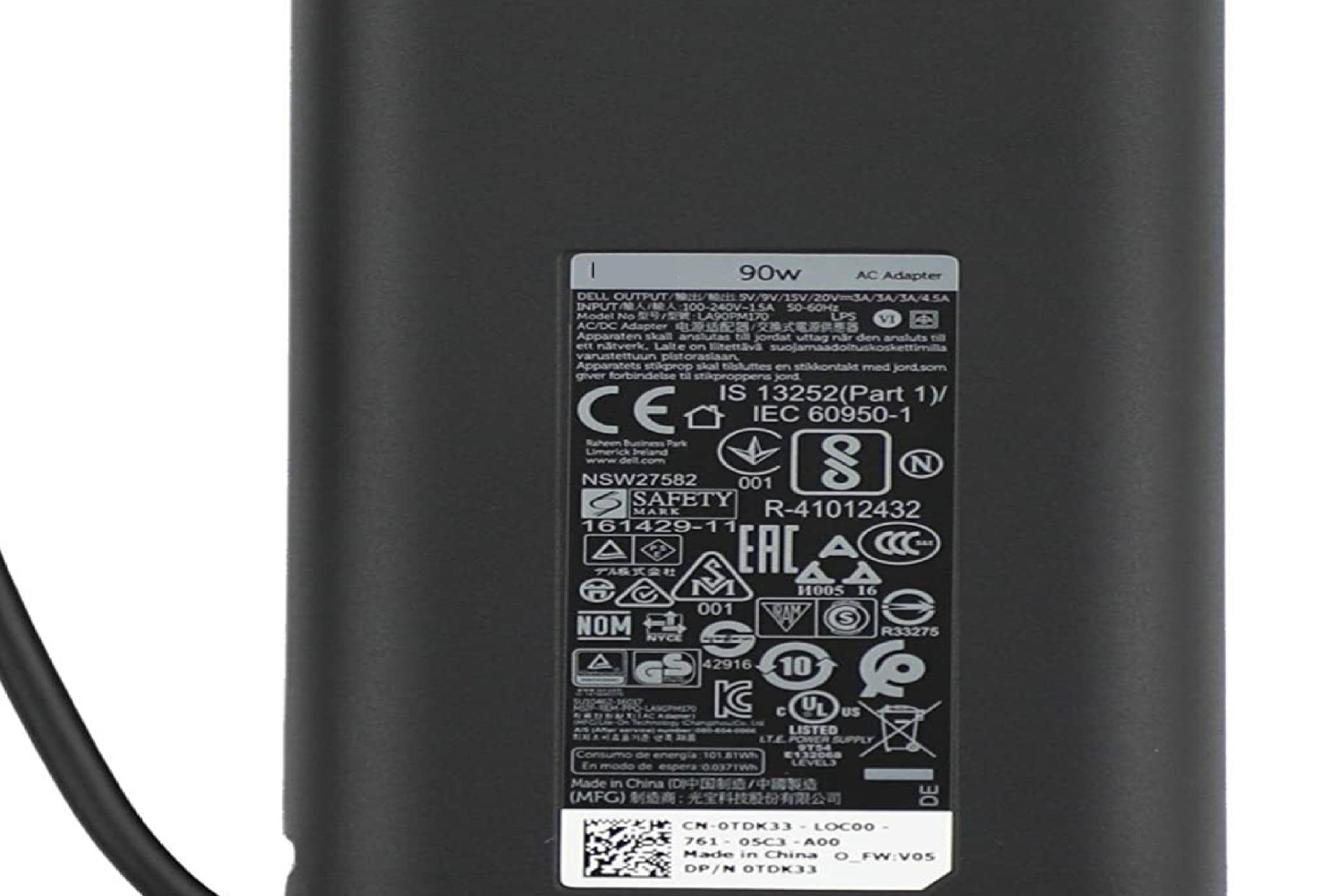 Dell 90W 20V 4.5A USB Type C Thunderbolt 3 Dell Laptop charger Laptop Charger JS Bazar