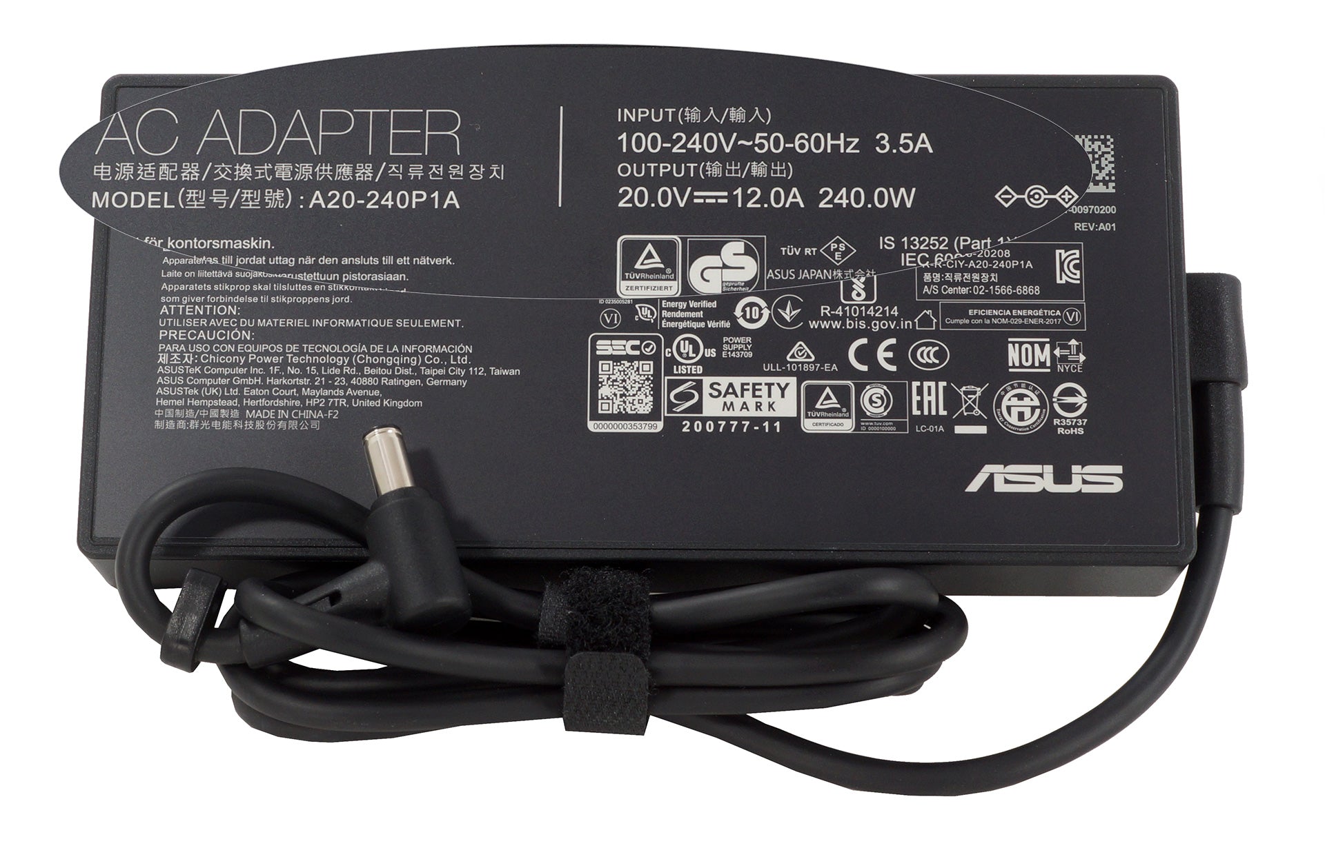 240W Original Asus Laptop Charger for Asus ROG Strix Scar 15 G533, ROG Strix Scar 15 G533QS-HF007T, A20-240P1A, ADP-240EB B Laptop Adapter JS Bazar