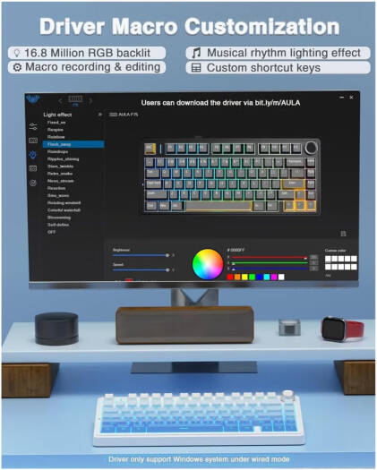 AULA F75 Pro Gasket Wireless 75% Mechanical Keyboard – 80 Keys Compact Layout, Seiya Mechanical Switches, Hot Swappable, RGB Backlit, NKRO Anti-Ghosting, 1000Hz Polling Rate, 4000mAh Battery, Tri-Mode (Bluetooth, 2.4GHz, USB-C) – Blue | F75 Pro OneCart
