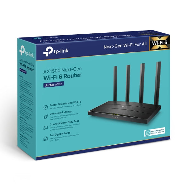 TP-Link Archer AX12 AX1500 Dual-Band Wi-Fi 6 Router Up to 1500 Mbps Speed, Enhanced Coverage, WPA3 Security | Archer AX12 OneCart