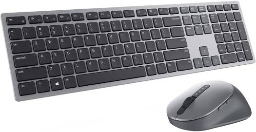 Dell Premier Multi-Device Wireless Keyboard and Mouse Combo – 2.4GHz Wireless & Bluetooth 5.0, Multi-Host Connectivity, USB Receiver, English-Arabic Layout, Ergonomic Full-Size Keyboard with Programmable Keys, Silent Mouse, Titan Gray | KM7321W OneCart