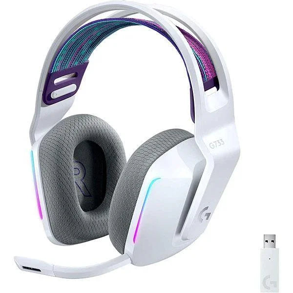 Logitech G733 LightSpeed Wireless RGB Gaming Headset, DTS Headphone:X 2.0, 16.8 Million RGB Colors, Lightweight Comfort, White | 981-000883 white OneCart
