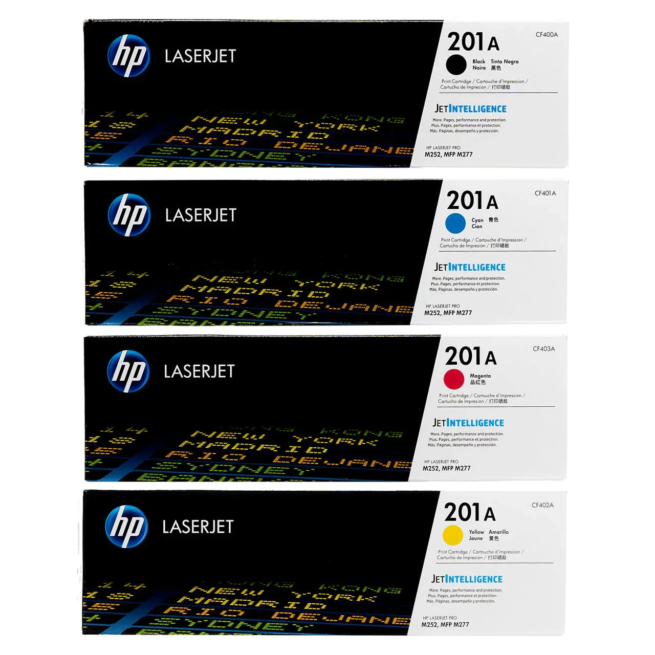 Hp 201a Toner Set Cf400a,cf401a, Cf402a, Cf403a Black, Cyan, Yellow, Magenta OneCart