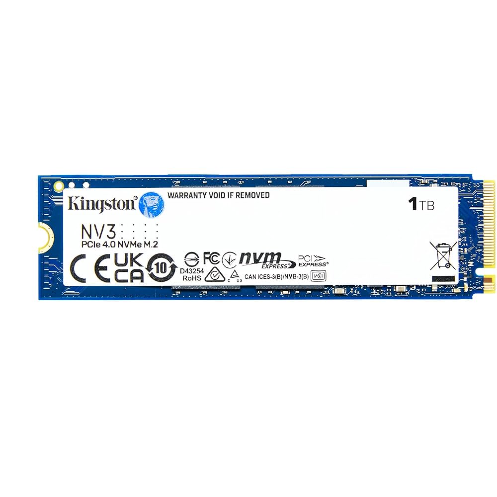 Kingston NV3 1TB PCIe 4.0 NVMe Internal SSD – M.2 2280, 6000MB/s Read, 4000MB/s Write, 3D NAND, 320 TBW | SNV3S/1000G OneCart