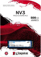 Kingston NV3 PCIe 4.0 NVMe Internal SSD – 500GB M.2 2280, 5000 MB/s Sequential Read, 3000 MB/s Sequential Write, 3D NAND, High-Endurance 160 TBW Storage Drive | SNV3S/500G OneCart