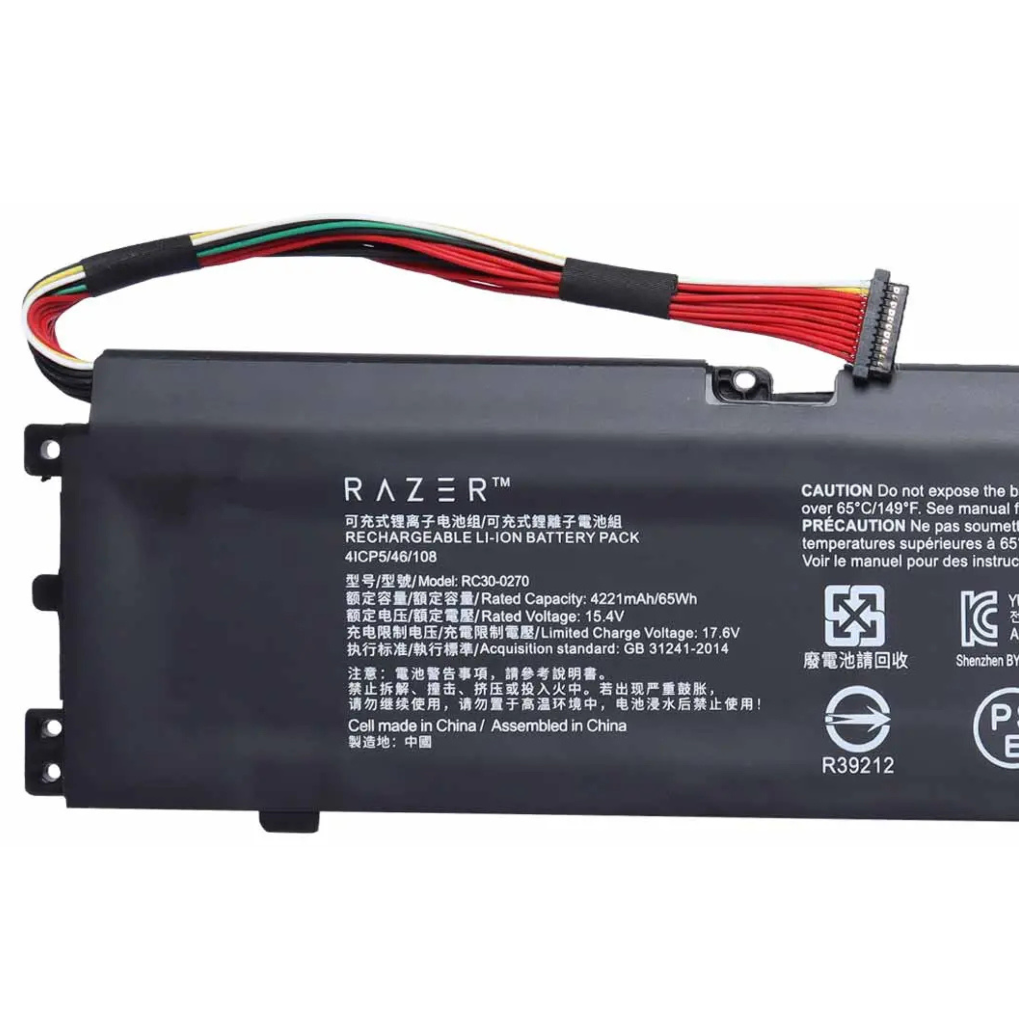 Genuine RC30-0270 Laptop Battery for Razer Blade 15 Base (2018 &amp; 2019 Models) – 15.4V 65Wh, Compatible with RZ09-0270, RZ09-02705E76, RZ09-02705E76-R3U1, RZ09-02705E75-R3U1, RZ09-0300 OneCart