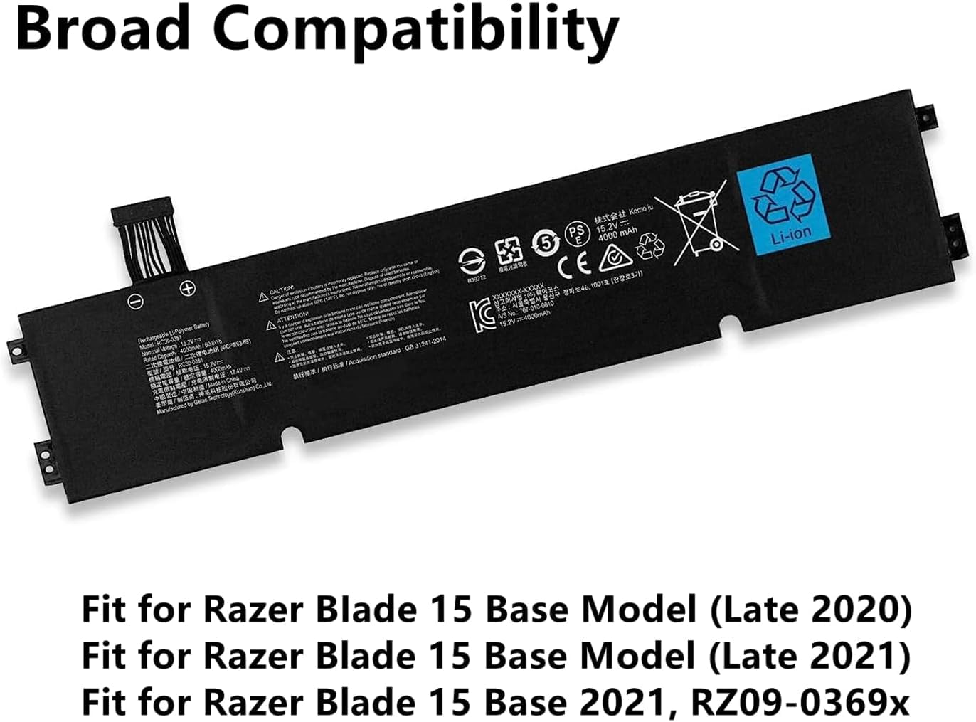 Razer Blade RC30-0351 Laptop Battery Compatible Replacement for Razer Blade RZ09-0369x, RZ09-0351 Series, RZ09-0351 9E11, 4ICP7/63/69 – 15.2V 60.8Wh High Performance Battery OneCart