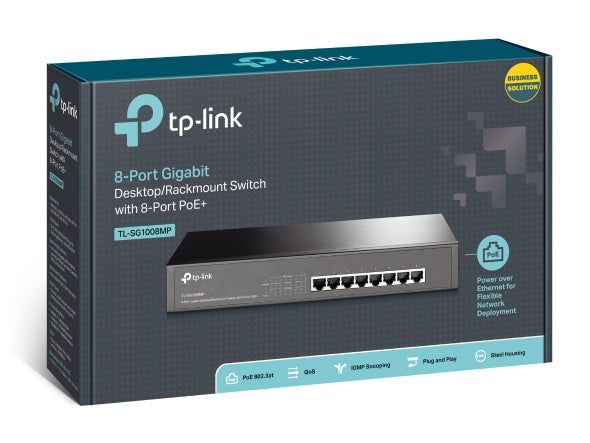 TP-Link TL-SG1008MP 8-Port Gigabit Desktop &amp; Rackmount Switch with 8-Port PoE+ | 126W High-Power PoE Budget, Unmanaged Plug-and-Play Design, Metal Housing, Ideal for CCTV, Access Points, VoIP, Small Business and Enterprise Networks OneCart