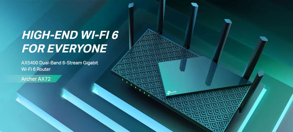 TP-Link Archer AX72 WiFi 6 Gigabit Router – Dual-Band 2.4GHz &amp; 5GHz, Up to 5400 Mbps, 4×4 MU-MIMO, Beamforming, 6 Antennas, USB 3.0, OFDMA, WPA3 Security, Black