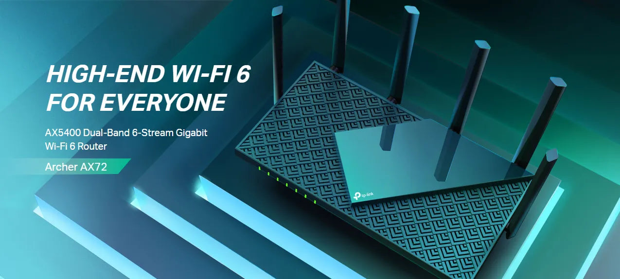 TP-Link Archer AX72 WiFi 6 Gigabit Router – Dual-Band 2.4GHz &amp; 5GHz, Up to 5400 Mbps, 4×4 MU-MIMO, Beamforming, 6 Antennas, USB 3.0, OFDMA, WPA3 Security, Black