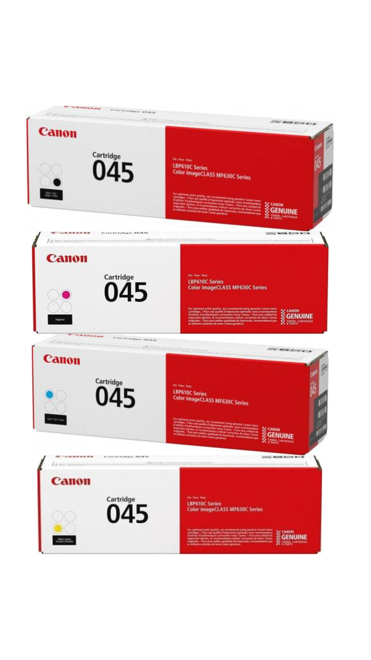 Canon 045 Toner Cartridge Set - Original 4 Color Pack (Black/Cyan/Yellow/Magenta) OneCart