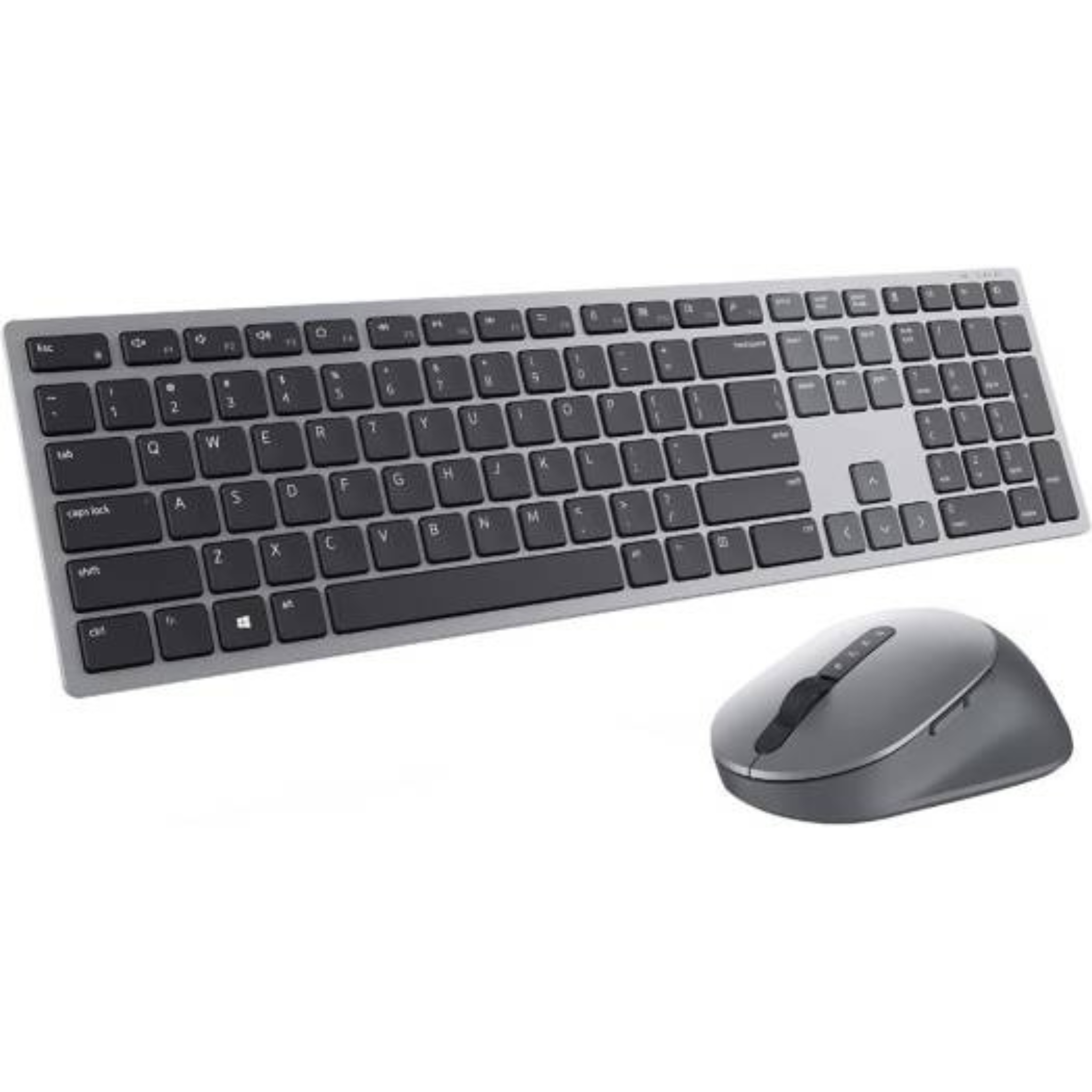 Dell Premier Multi-Device Wireless Keyboard and Mouse Combo 2.4GHz Wireless &amp; Bluetooth 5.0, Multi-Host Connectivity, USB Receiver, English-Arabic Layout, Ergonomic Full-Size Keyboard with Programmable Keys, Silent Mouse, Titan Gray | KM7321W OneCart